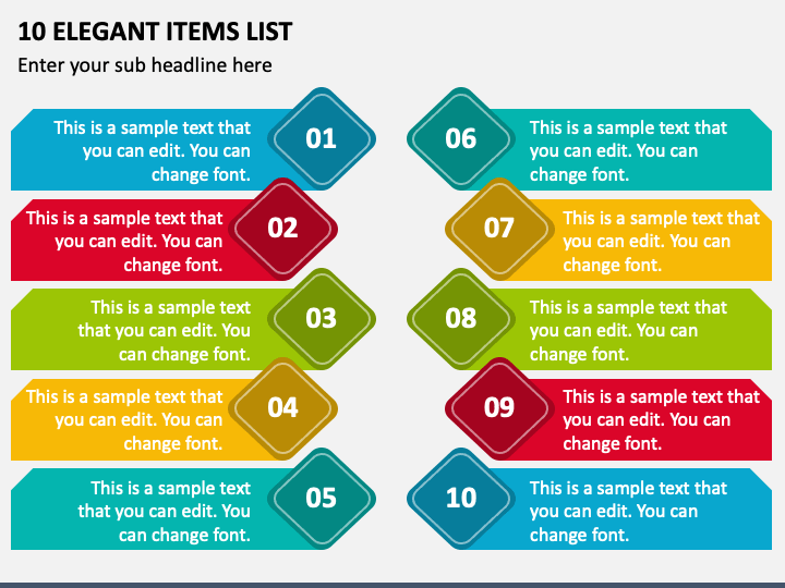 10 Elegant Items List PPT Slide 1