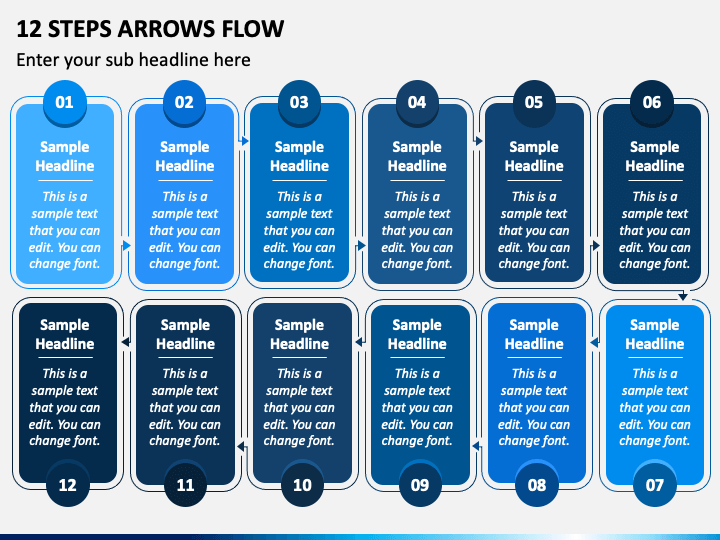 12 Steps Arrows Flow PPT Slide 1