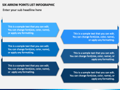 Six Arrow Points List Infographic PPT Slide 2