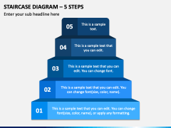 Staircase Diagram - 5 Steps PPT Slide 2