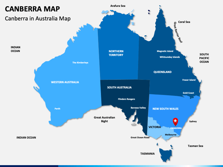 Canberra In World Map Canberra Map Powerpoint Template - Ppt Slides | Sketchbubble