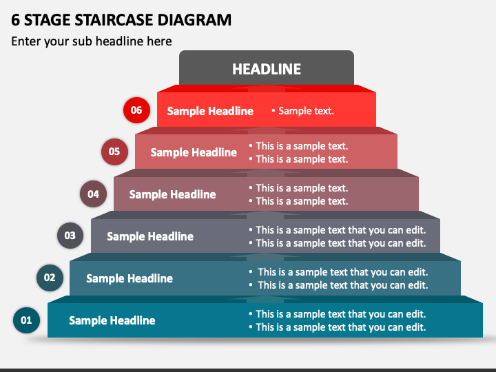 6 Stage Staircase Diagram PPT Slide 1