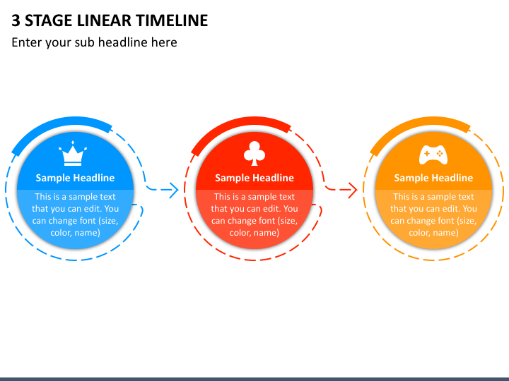 3 Stage Linear Timeline Slide 1