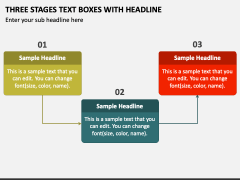 Three Stages Text Boxes with Headline PPT Slide 1