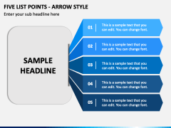 Five List Points - Arrow Style PPT Slide 2