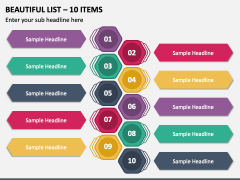 Beautiful List - 10 Items PPT Slide 1