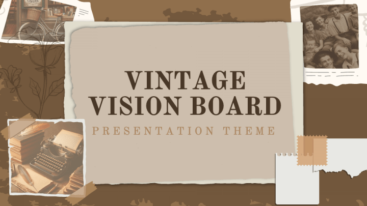 Vintage Vision Board Theme PPT Slide 1