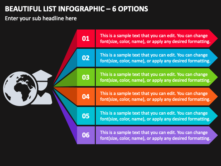 Beautiful List Infographic - 6 Options PPT Slide 2