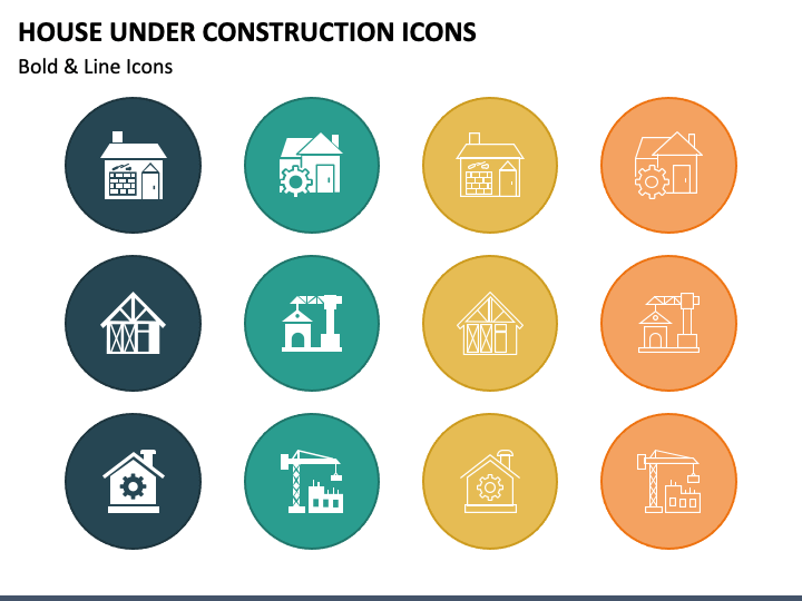 House Under Construction Icons PPT Slide 1