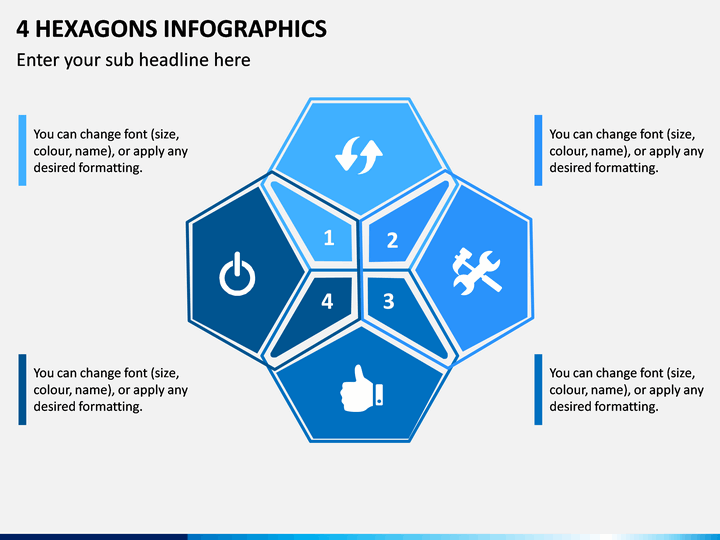 4 Hexagons Infographics PPT Slide 1
