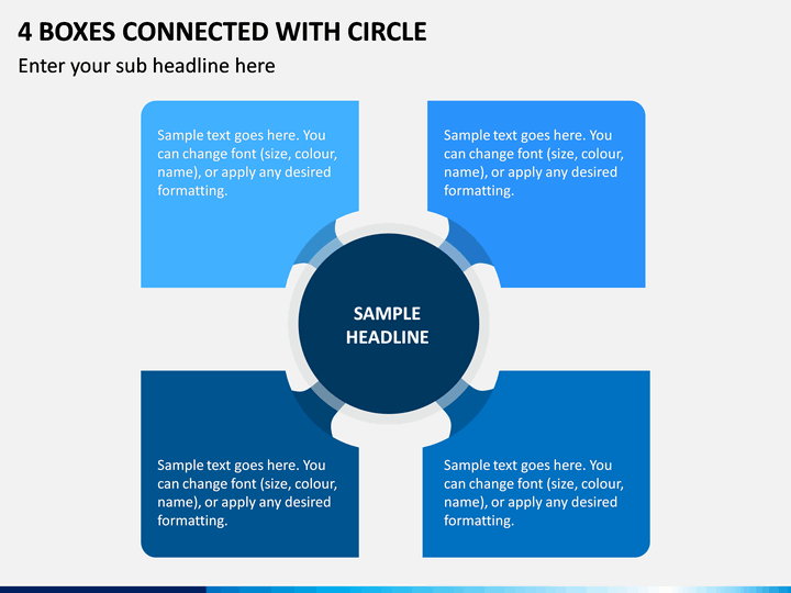 4 Boxes Connected With Circle PPT Slide 1