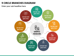 9 Circle Branches Diagram PPT Slide 2