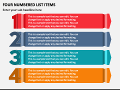 Four Numbered List Items PPT Slide 1