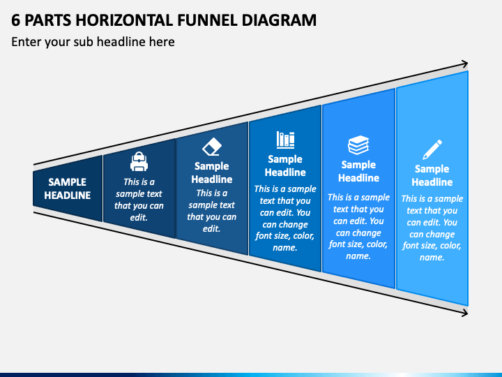 6 Parts Horizontal Funnel Diagram PPT Slide 1
