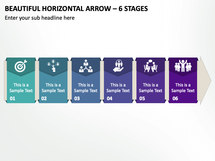 Beautiful Horizontal Arrow - 6 Stages PPT Slide 2