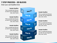 7 Step Process - 3D Blocks PPT Slide 2