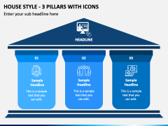 House Style - 3 Pillars with Icons PPT Slide 2