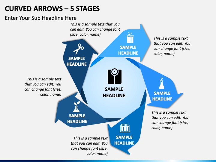 Curved Arrows - 5 Stages PPT Slide 1