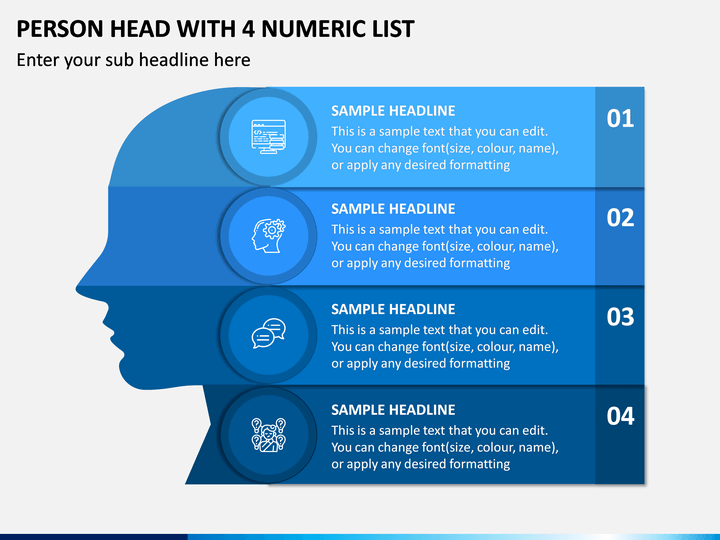 Person Head With 4 Numeric List PPT Slide 1