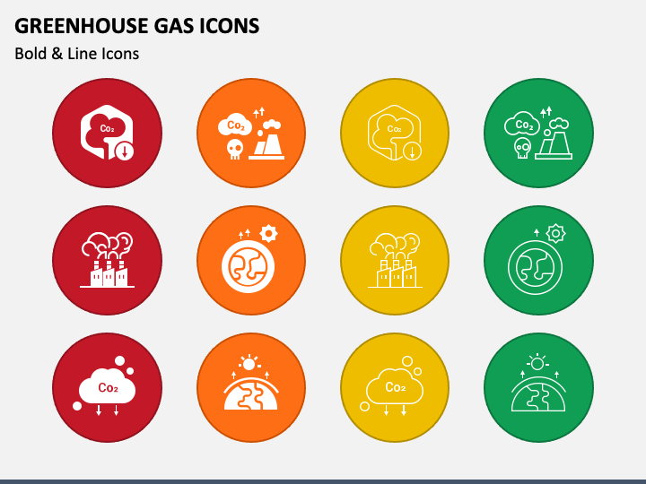 Greenhouse Gas Icons PPT Slide 1