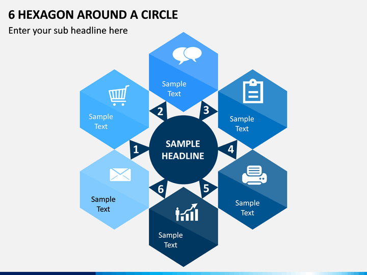 6 Hexagon Around a Circle PPT Slide 1