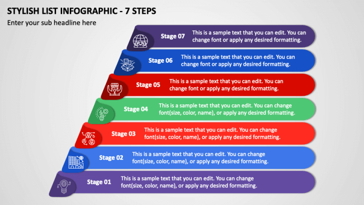 Stylish List Infographic - 7 Steps PPT Slide 1