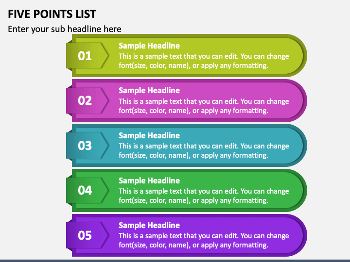 Five Points List PPT Slide 1