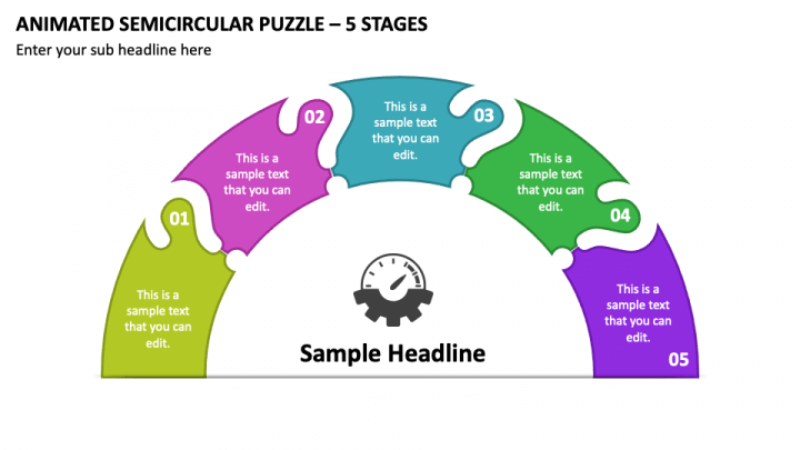 Animated Semicircular Puzzle - 5 Stages PPT Slide 1