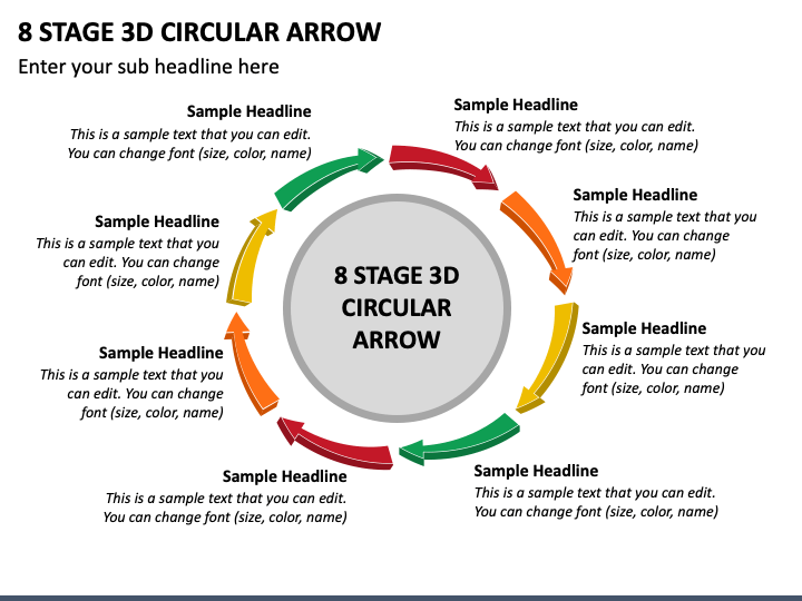 8 Stage 3D Circular Arrow PPT Slide 1