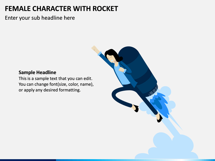 Female Character With Rocket PPT Slide 1