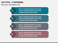 List Style - 4 Textboxes PPT Slide 1
