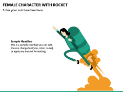 Female Character With Rocket PPT Slide 2