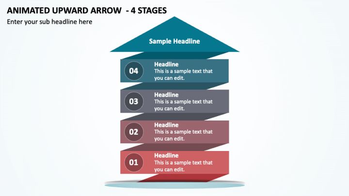 Animated Upward Arrow - 4 Stages PPT Slide 1