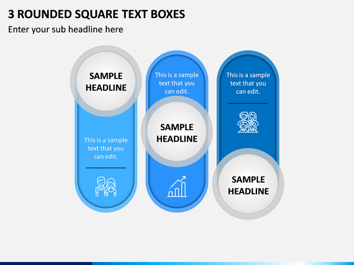 3 Rounded Square Text Boxes PPT Slide 1