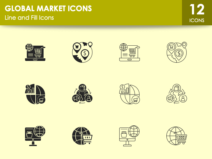 Global Market Icons PPT Slide 1