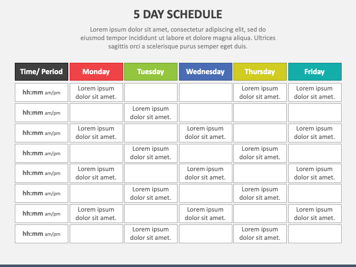 5 Day Schedule PPT Slide 1