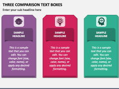 Three Comparison Text Boxes PPT Slide 1