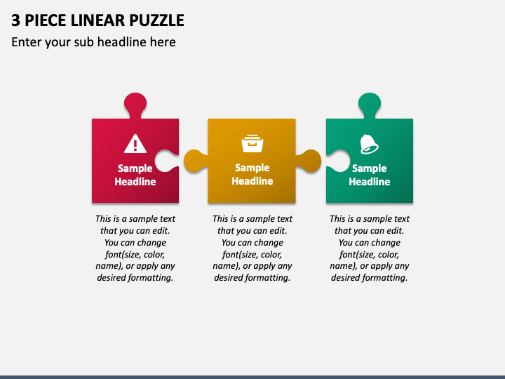3 Piece Linear Puzzle PPT Slide 1