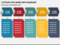 5 Stylish Text Boxes with Headline PPT Slide 1