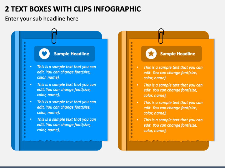 2 Text Boxes with Clips Infographic PPT Slide 1