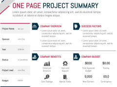 One Page Project Summary PowerPoint and Google Slides Template - PPT Slides
