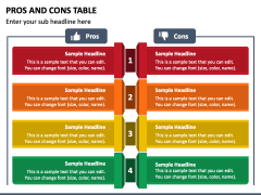 Pros and Cons Table PPT Slide 1
