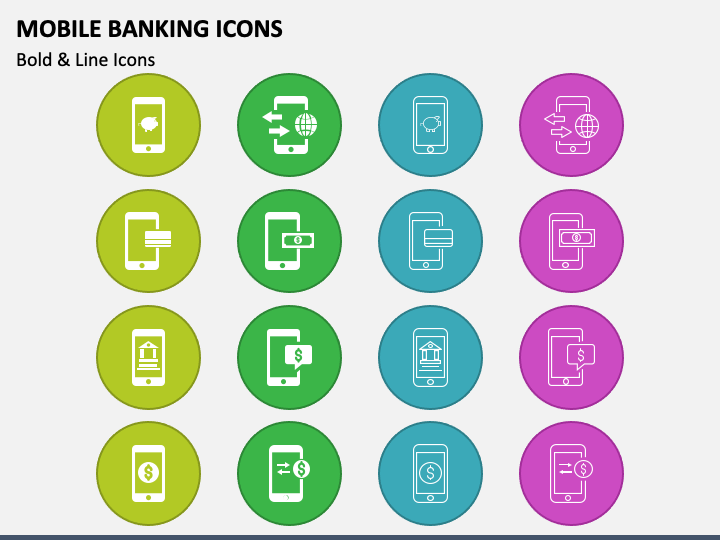 Mobile Banking Icons PPT Slide 1
