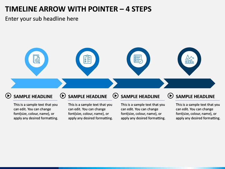 Timeline Arrow with Pointer – 4 Steps PPT Slide 1