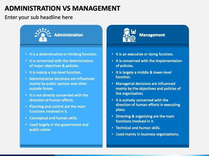 Administration Vs Management PowerPoint Template - PPT Slides