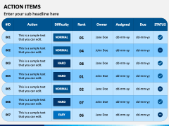 Action Items PowerPoint and Google Slides Template - PPT Slides