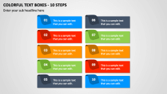 Colorful Text Boxes - 10 Steps PPT Slide 1