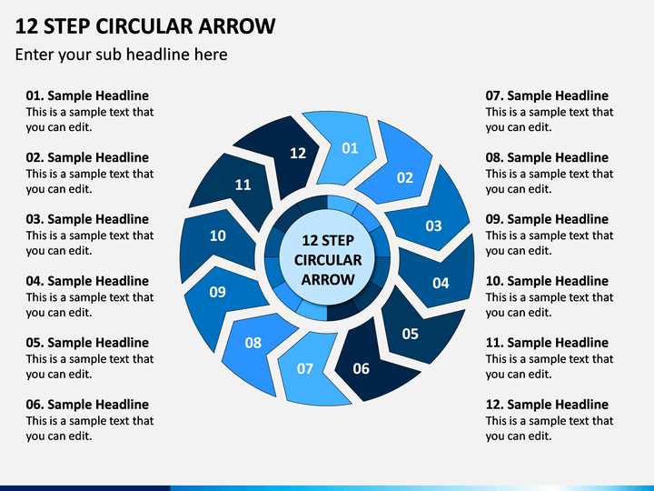 12 Step Circular Arrow PPT Slide 1