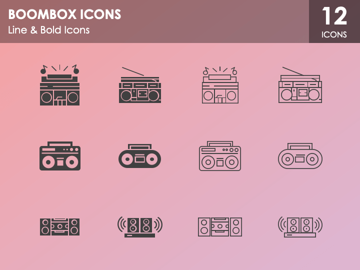 Boombox Icons for PowerPoint and Google Slides PPT Slides
