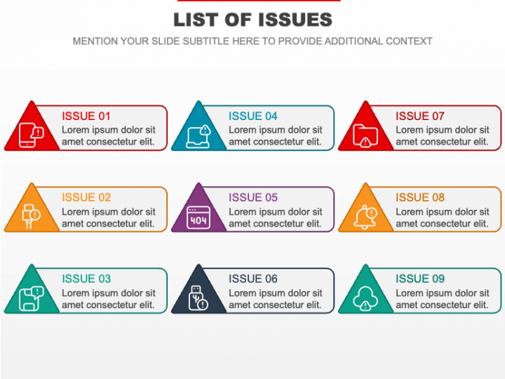 List of Issues PowerPoint and Google Slides Template - PPT Slides